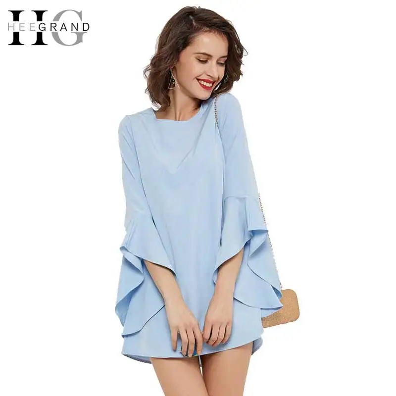 HEE GRAND/2018 модное мини платье с оборками и рукавами женское весеннее короткое vestidos