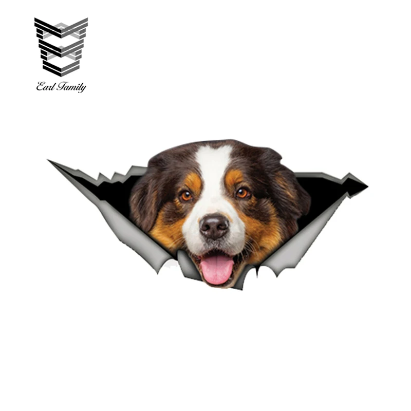 

EARLFAMILY 13cm x 6.1cm Brown Australian Shepherd Car Sticker Torn Metal Decal Reflective Stickers Car Decoration Pet Dog Decals