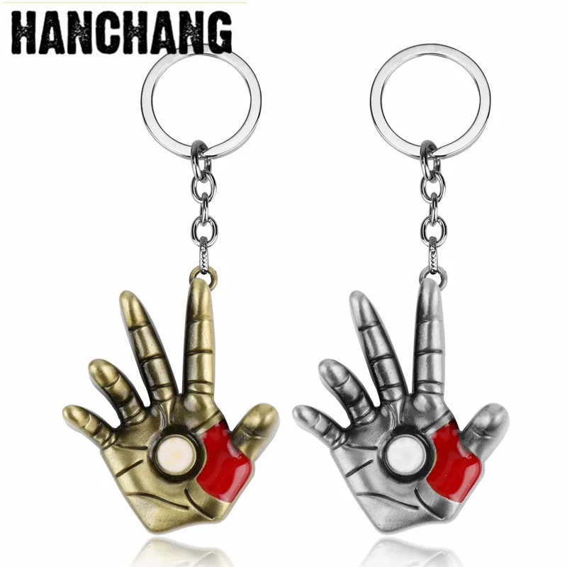 

Marvel Comics Super Hero Jewelry The Avengers Iron Man Palm of the Hand Metal Pendant Keychain Car Key Chain Ring Chaveiro Gift