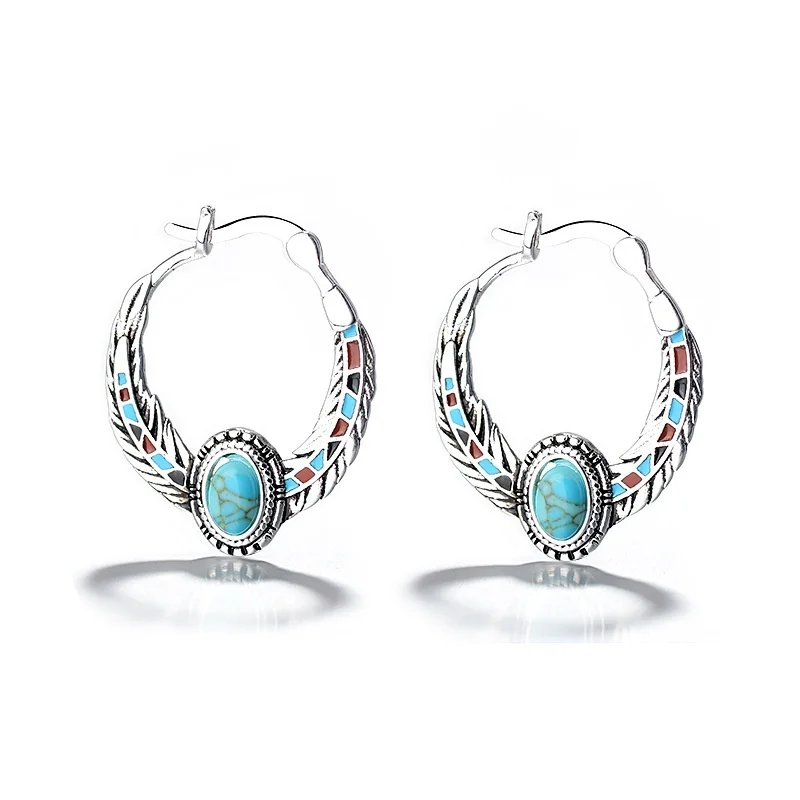 Retro Circle Bohemian Hoop Earrings For Women Gift Blue Stone Hoop Earring Summer Beach Boho Jewelry Ladies Accessories L4E686
Retro Circle Bohemian Hoop Earrings For Women Gift Blue Stone Hoop Earring Summer Beach Boho Jewelry Ladies Accessories L4E686