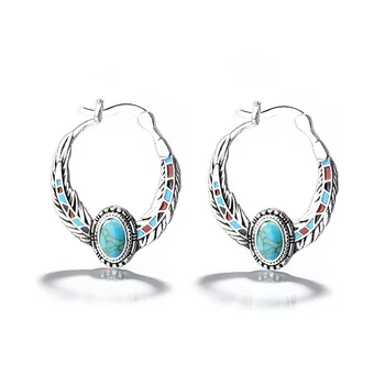 Retro Circle Bohemian Hoop Earrings For Women Gift Blue Stone Hoop Earring Summer Beach Boho Jewelry Ladies Accessories L4E686
Retro Circle Bohemian Hoop Earrings For Women Gift Blue Stone Hoop Earring Summer Beach Boho Jewelry Ladies Accessories L4E686