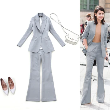 2 sets of large size women's 2019 spring OL professional suit new gray Slim suit jacket + trumpet pants suit Ms fall Wild trend
2 sets of large size women's 2019 spring OL professional suit new gray Slim suit jacket + trumpet pants suit Ms fall Wild trend