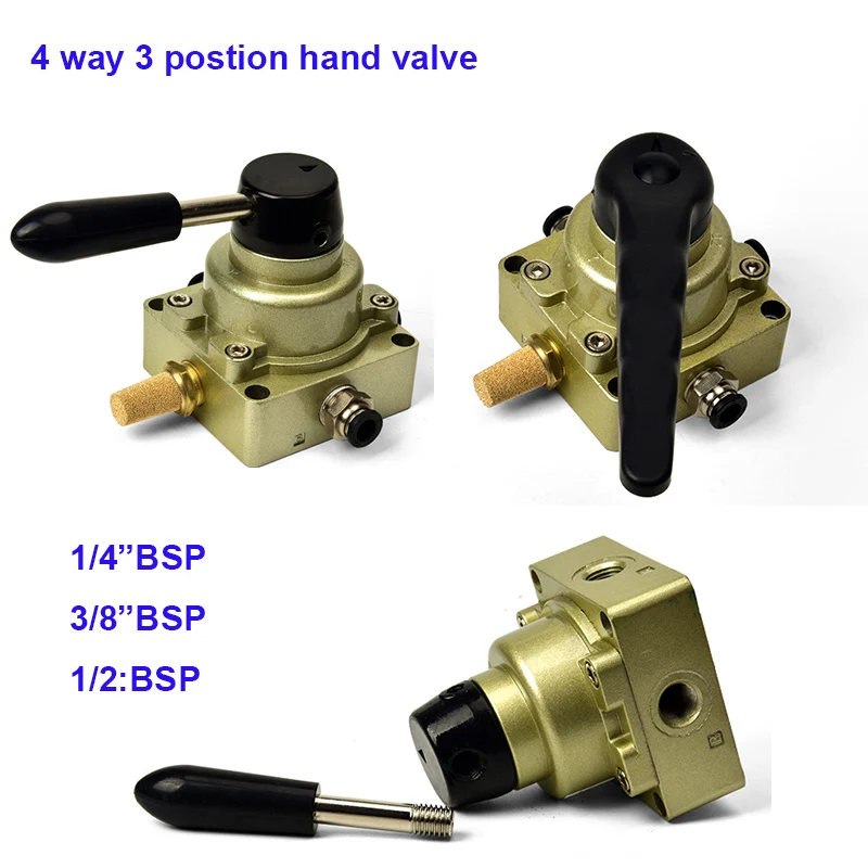 4 Way 2 Position Hand Operated Lever Pneumatic Air Valve 1//2 NPT