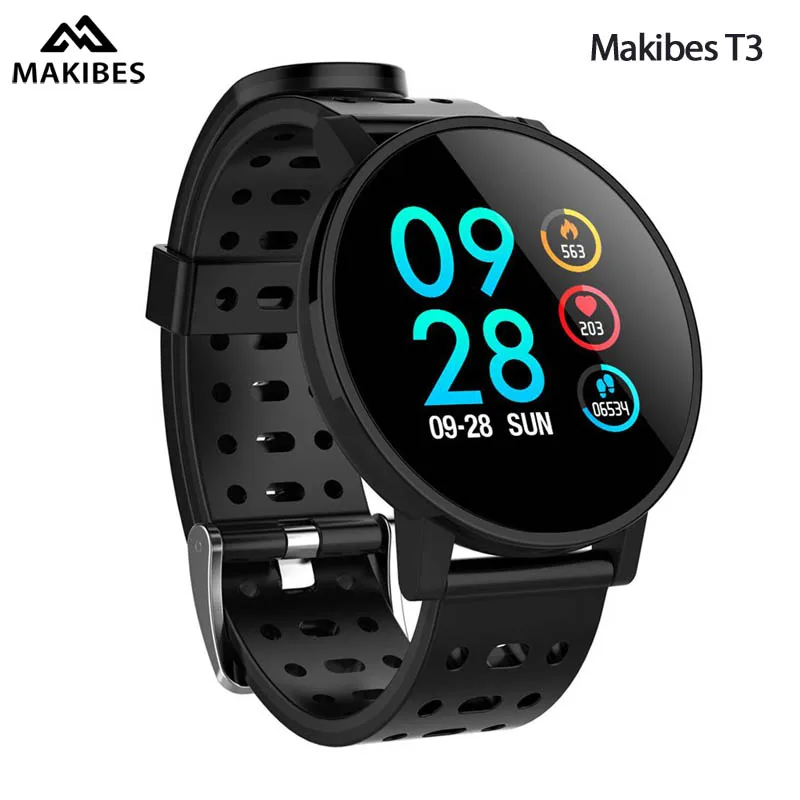 

Makibes T3 Smart watch waterproof Activity Fitness tracker HR Blood oxygen Blood pressure Clock Men women smartwatch PK V11