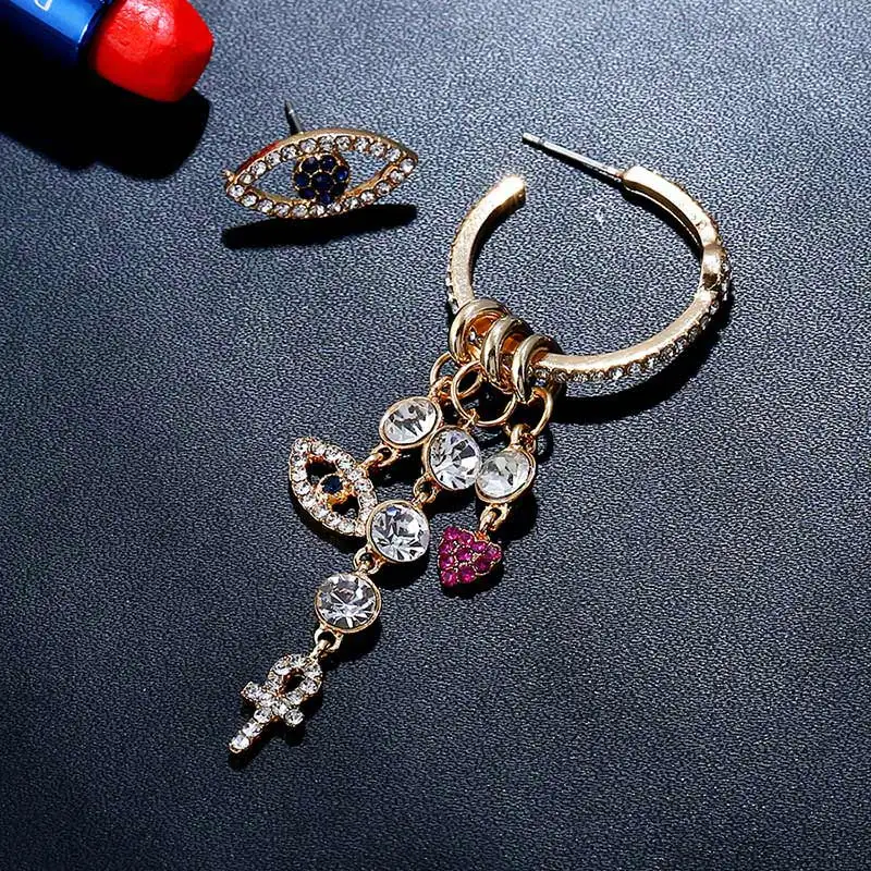 RINTOLER New Bohemian Gold Color Pink Blue Crytal Eye Cross Drop Earring for Women Tiny Asymmetric Geometric Evil Eye Earrings
RINTOLER New Bohemian Gold Color Pink Blue Crytal Eye Cross Drop Earring for Women Tiny Asymmetric Geometric Evil Eye Earrings