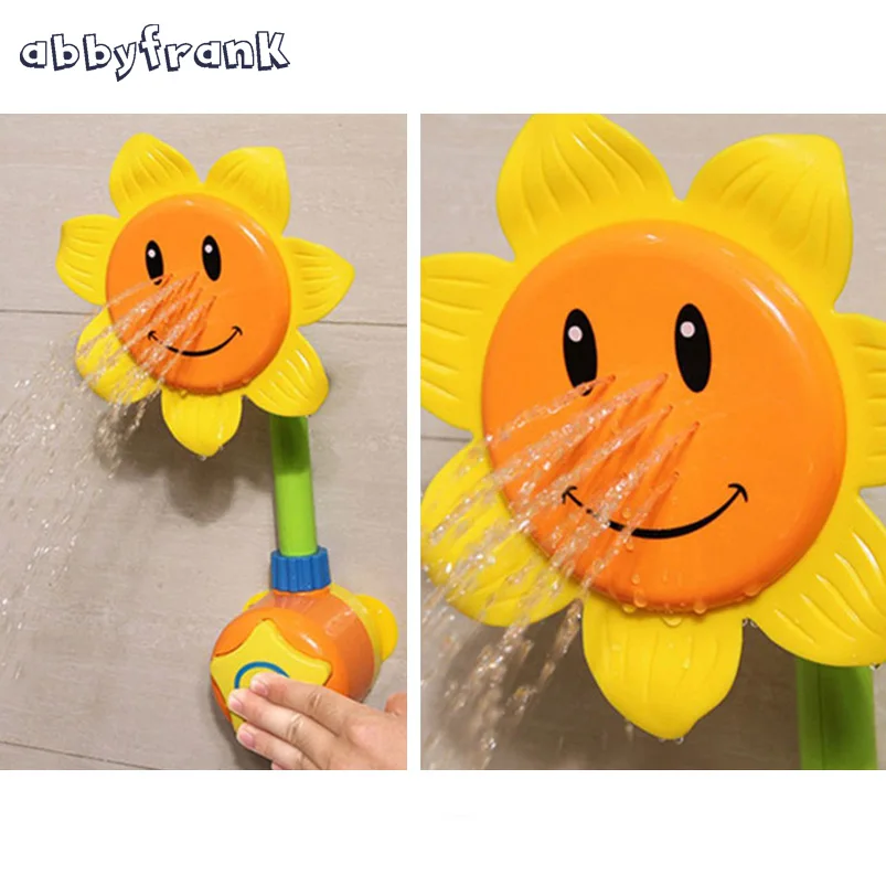 Image New Baby Bath Toy Children Pool Swimming Toys Sunflower Shower Faucet Shower 0 12 Months Bath Learning Toy Gift Yellow Green