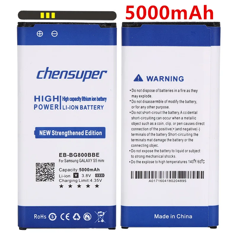 chensuper EB-BG800BBC EB-BG800BBE 5000mAh Battery for Samsung Galaxy S5 mini G870 SM-G800F SM-G800H SV Mini Batteries
chensuper EB-BG800BBC EB-BG800BBE 5000mAh Battery for Samsung Galaxy S5 mini G870 SM-G800F SM-G800H SV Mini Batteries