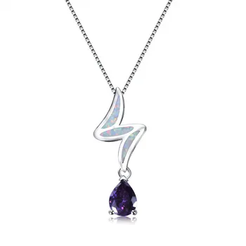 Hot S925 Sterling Silver Necklace Lightning Opel + Purple Water Drop Pendant Beautiful Jewelry
Hot S925 Sterling Silver Necklace Lightning Opel + Purple Water Drop Pendant Beautiful Jewelry