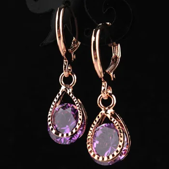 New Fashion Women/Girl's Trendy Rose Gold-color Purple Amythist CZ Stone Pierced Dangle Earrings Jewelry Gift Free shipping
New Fashion Women/Girl's Trendy Rose Gold-color Purple Amythist CZ Stone Pierced Dangle Earrings Jewelry Gift Free shipping