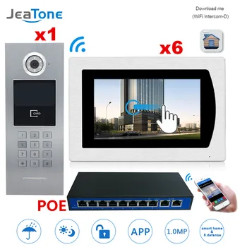

7''WIFI Video Door Phone IP Doorbell Intercom Touch Screen for Building Access Control System 1 to 6 POE Password/IC Card/iOS