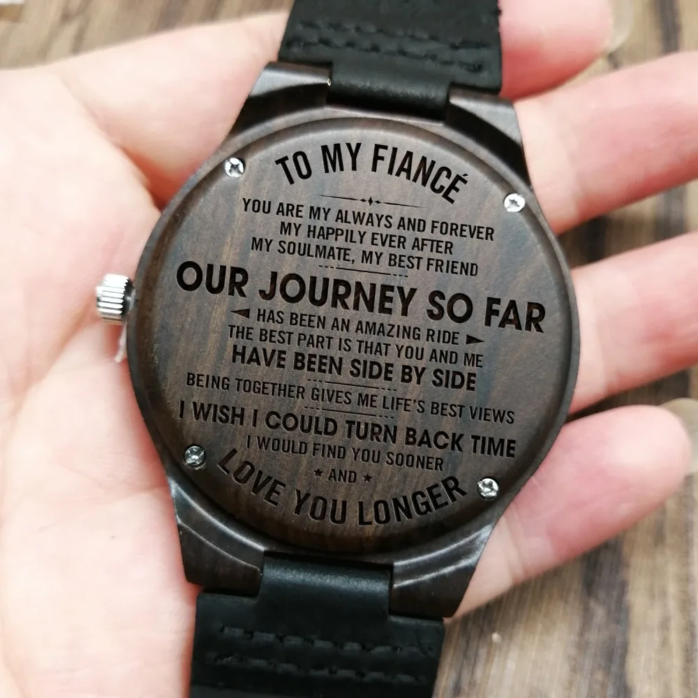To My Fiance-Engraved Wooden Watch Customized Men Ebony wood Watches Luxury Watch Wrist Watch Birthday Holiday Gifts
To My Fiance-Engraved Wooden Watch Customized Men Ebony wood Watches Luxury Watch Wrist Watch Birthday Holiday Gifts