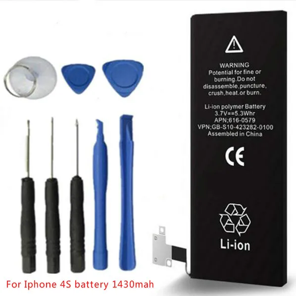 1pcs/lot For Iphone 4S Internal Battery 1430mah 3.7V li-ion rechargeable battery + With Repair Tools fit for iPhone 4S
1pcs/lot For Iphone 4S Internal Battery 1430mah 3.7V li-ion rechargeable battery + With Repair Tools fit for iPhone 4S