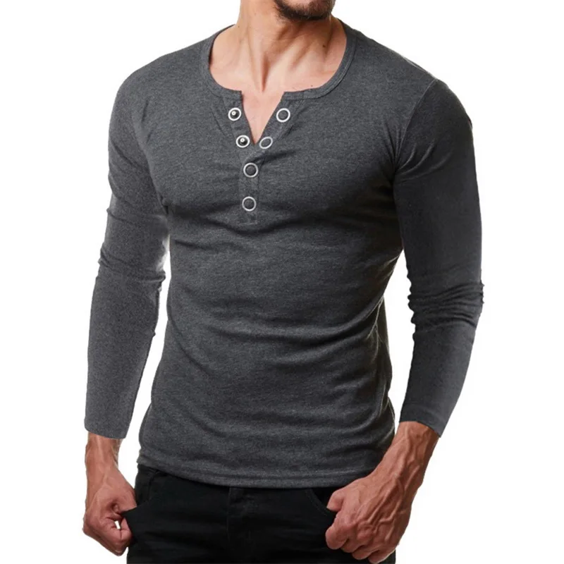 Laanei Men's Long Sleeve T-Shirts V-neck Slim Male Casual Thin Top Tee Shirt Metal Button Classic Men's T-Shirt Solid Color
Laanei Men's Long Sleeve T-Shirts V-neck Slim Male Casual Thin Top Tee Shirt Metal Button Classic Men's T-Shirt Solid Color