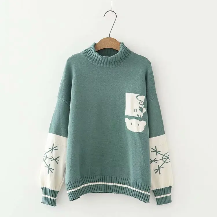 Autumn Winter Coat Women Casual Long Sleeved Pullover Tops New Woman Cute Cartoon Turtleneck Knitted Sweaters Inverno
Autumn Winter Coat Women Casual Long Sleeved Pullover Tops New Woman Cute Cartoon Turtleneck Knitted Sweaters Inverno