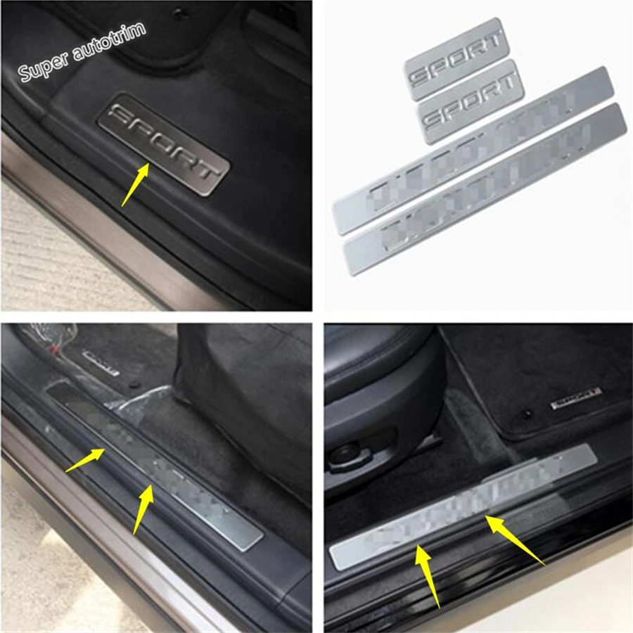 

Lapetus Accessories Scuff Plate Door Sill guard Welcome Pedal 4 Pcs For Land Rover Discovery Sport 2015 - 2018 Stainless Steel