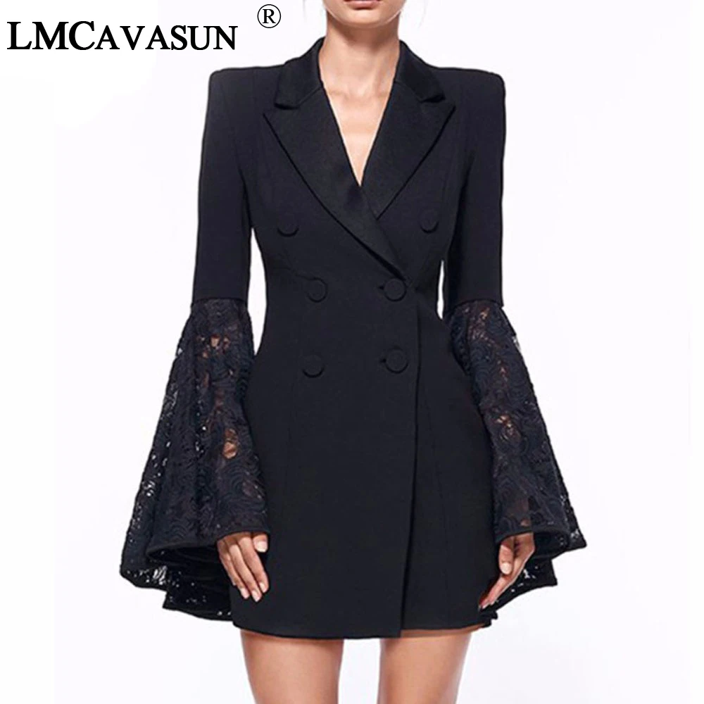 LMCAVASUN Lace Bell Flare Sleeve Blazer Women Hollow Out V Neck Double Breadsted Suit Collar Tunic Plus Size Coat Female Blazers
LMCAVASUN Lace Bell Flare Sleeve Blazer Women Hollow Out V Neck Double Breadsted Suit Collar Tunic Plus Size Coat Female Blazers