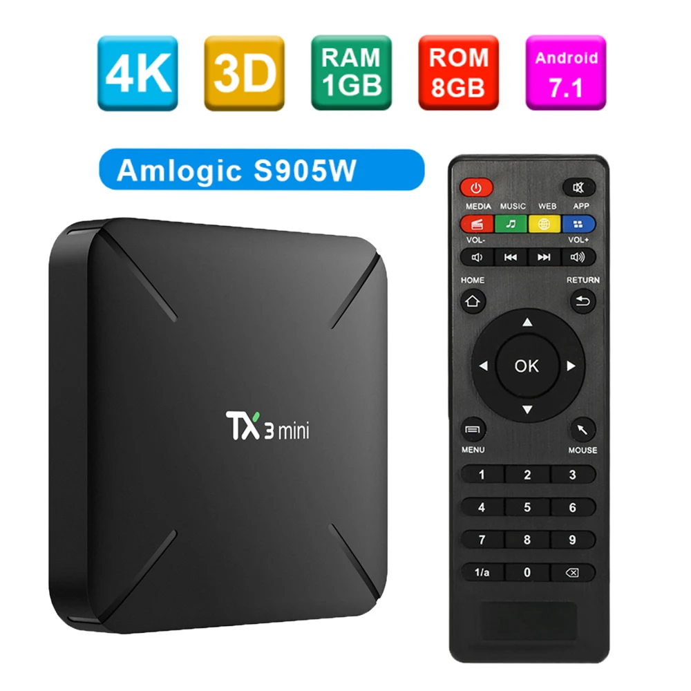 TX3 mini Android TV Box Android 7.1 Amlogic S905W Quad Core 8GB16GB DLNA WiFi Smart TV BOX HD Media Player PK TX3 PRO BOX TV
TX3 mini Android TV Box Android 7.1 Amlogic S905W Quad Core 8GB16GB DLNA WiFi Smart TV BOX HD Media Player PK TX3 PRO BOX TV