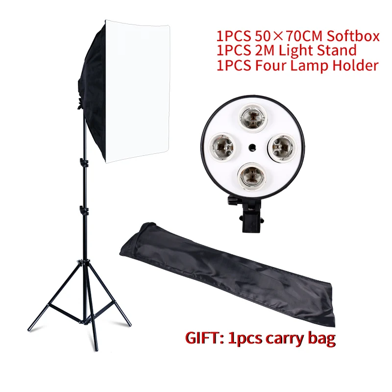 Photography Softbox Lightbox Kit 8 PCS E27 LED Photo Studio Camera Lighting Equipment 2 Softbox 2 Light Stand with Carry Bag Photography Softbox Lightbox Kit 8 PCS E27 LED Photo Studio Camera Lighting Equipment 2 Softbox 2 Light Stand with Carry Bag