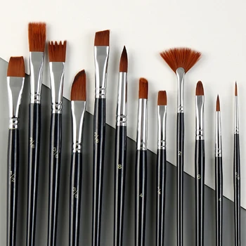 12 nylon wool multi-functional brushes, water powder oil painting, acrylic watercolor board brush art supplies 
12 nylon wool multi-functional brushes, water powder oil painting, acrylic watercolor board brush art supplies