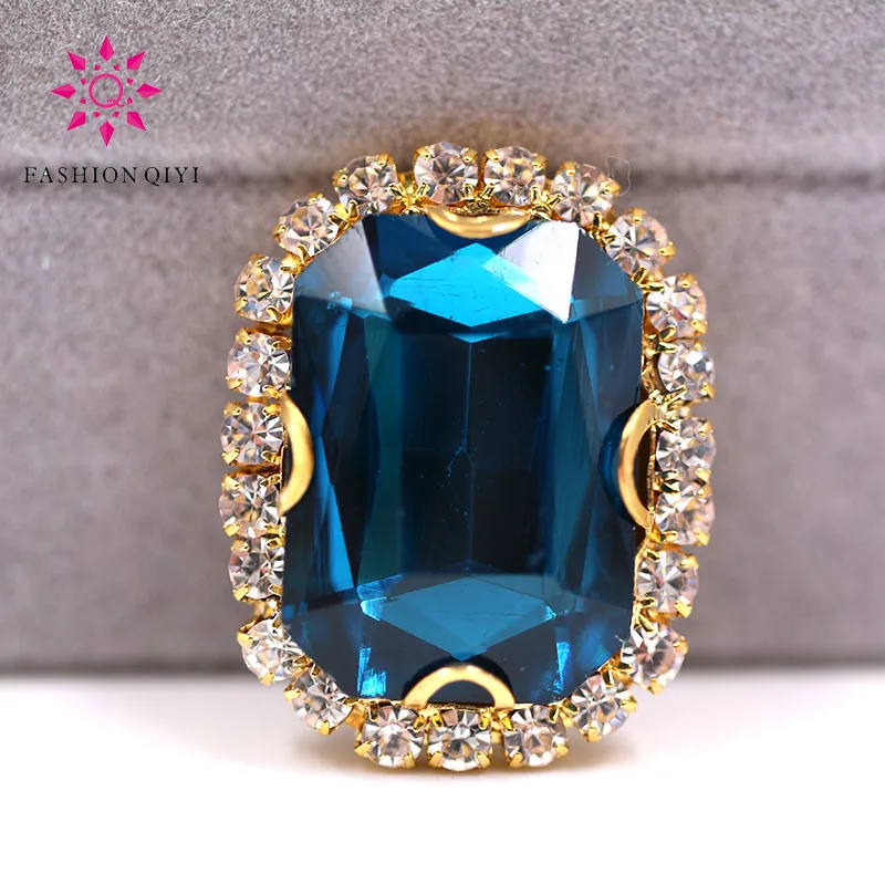 New Gold base Rectangular octagonal Peacock blue sew on rhinestones glass Crystal button DIY Wedding dress/clothing accessories
New Gold base Rectangular octagonal Peacock blue sew on rhinestones glass Crystal button DIY Wedding dress/clothing accessories