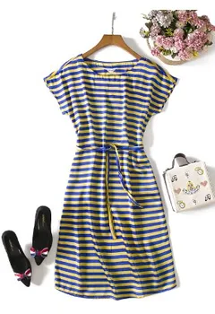 2020 blue and yellow color feeling silky satin dress good stripe raglan sleeve dress new 
2020 blue and yellow color feeling silky satin dress good stripe raglan sleeve dress new