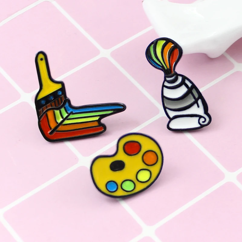 Rainbow Series Painting Tools Brooch Cartoon Palette Paint Brush Color Tube Enamel Pin Backpack Shirt Badge Artist and Kids Gift
Rainbow Series Painting Tools Brooch Cartoon Palette Paint Brush Color Tube Enamel Pin Backpack Shirt Badge Artist and Kids Gift