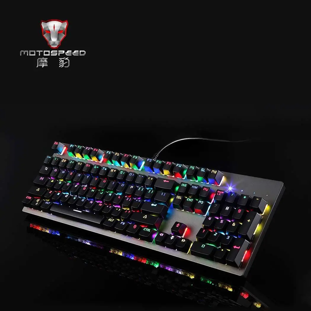 Mechanical Keyboard 104 Key Portable RGB USB Wired Backlight USB Gaming Keyboard 50 million times Wired 500mA