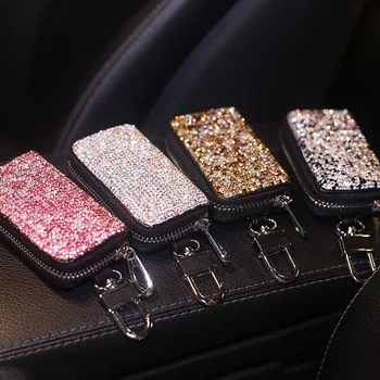 Crystal Diamond Key Case for Car Key Cover Holder Genuine Leather Key Wallets Bag Fashion Women Rhinestone Housekeeper Universal
Crystal Diamond Key Case for Car Key Cover Holder Genuine Leather Key Wallets Bag Fashion Women Rhinestone Housekeeper Universal