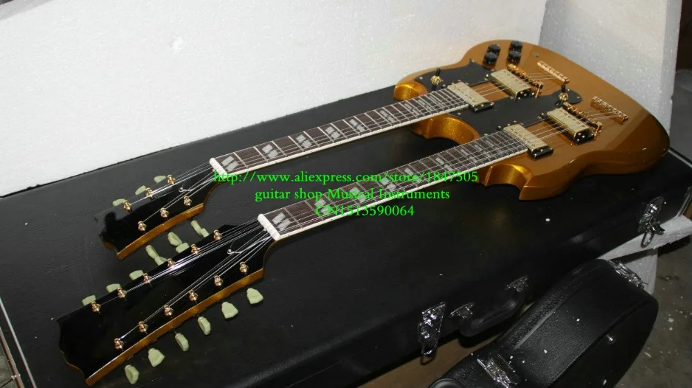 NEW Custom Shop Double Neck Electric Guitar IN Goldtop 6/12 strings Guitar High Quality Free Shipping
NEW Custom Shop Double Neck Electric Guitar IN Goldtop 6/12 strings Guitar High Quality Free Shipping