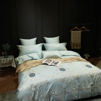 Luxyry Blue Egyptian Cotton Embroidered Royal Bedding Set 4/6pcs King Queen Duvet Cover Bed Sheet set Decorative Pillowcase
Luxyry Blue Egyptian Cotton Embroidered Royal Bedding Set 4/6pcs King Queen Duvet Cover Bed Sheet set Decorative Pillowcase