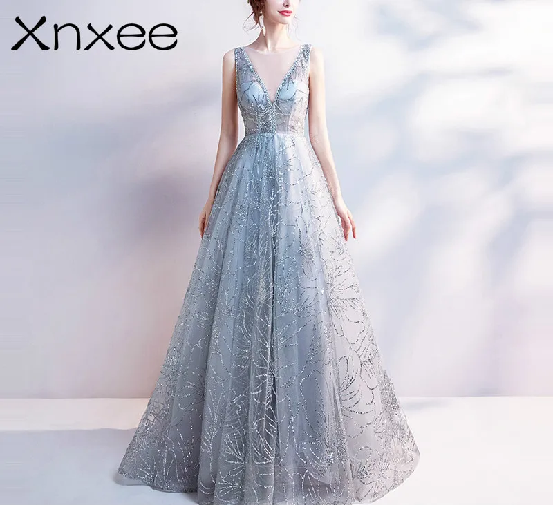 Xnxee Light Gray V-Neck Luxury Dresses Bling Sequined Floor Length Famous Designer Party Formal Dress Xnxee
Xnxee Light Gray V-Neck Luxury Dresses Bling Sequined Floor Length Famous Designer Party Formal Dress Xnxee
