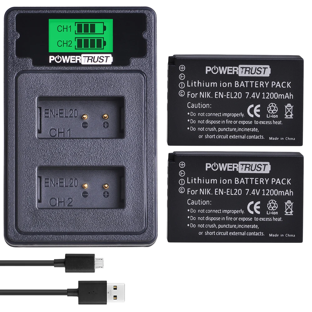 EN-EL20 EN-EL20A EL20 Battery akku+LCD USB Dual Charger with Type C Port for Nikon Coolpix P1000 Nikon1 J1, J2, J3 Nikon1 AW1
EN-EL20 EN-EL20A EL20 Battery akku+LCD USB Dual Charger with Type C Port for Nikon Coolpix P1000 Nikon1 J1, J2, J3 Nikon1 AW1