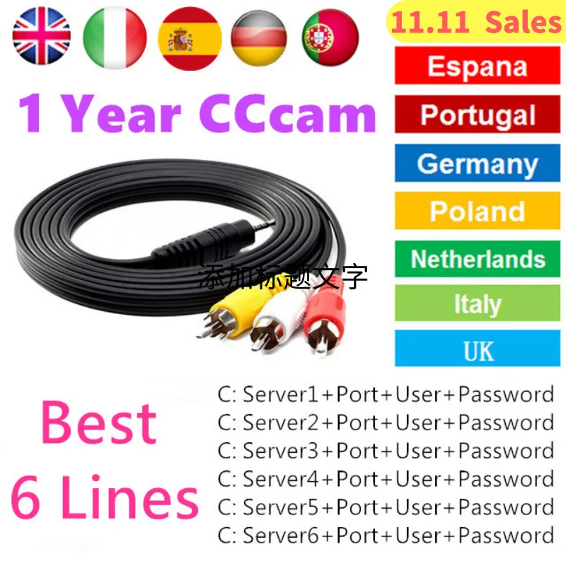 HD cccam for 1 year Europe Free Satellite ccam Account Share Sever Italy/Spain/Dutch/Germany IKS 1year TV AV Cable
HD cccam for 1 year Europe Free Satellite ccam Account Share Sever Italy/Spain/Dutch/Germany IKS 1year TV AV Cable