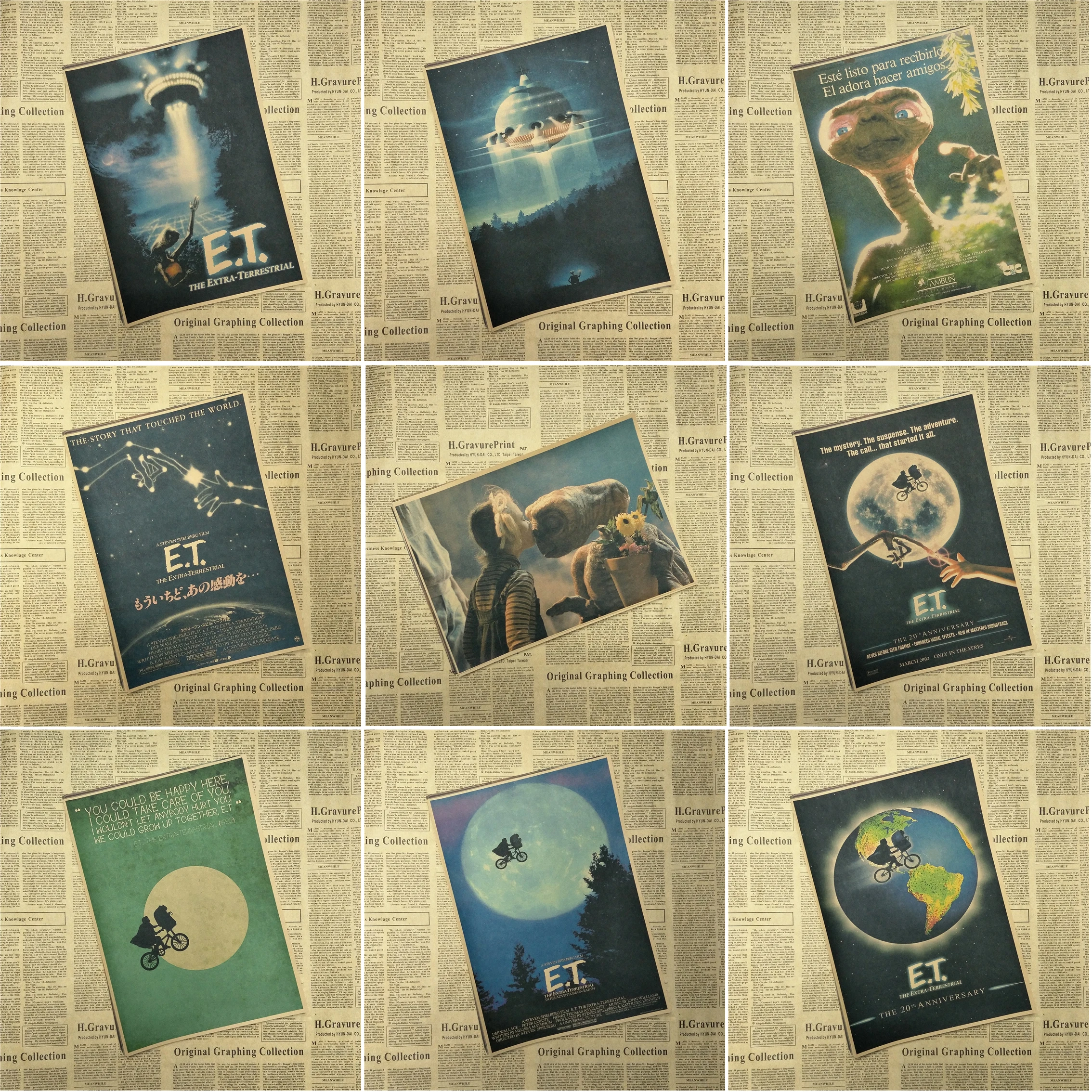 E T the Extra-Terrestrial Science fiction cartoon Home Furnishing decoration Kraft Movie retro Poster Drawing core Wall stickers
E T the Extra-Terrestrial Science fiction cartoon Home Furnishing decoration Kraft Movie retro Poster Drawing core Wall stickers