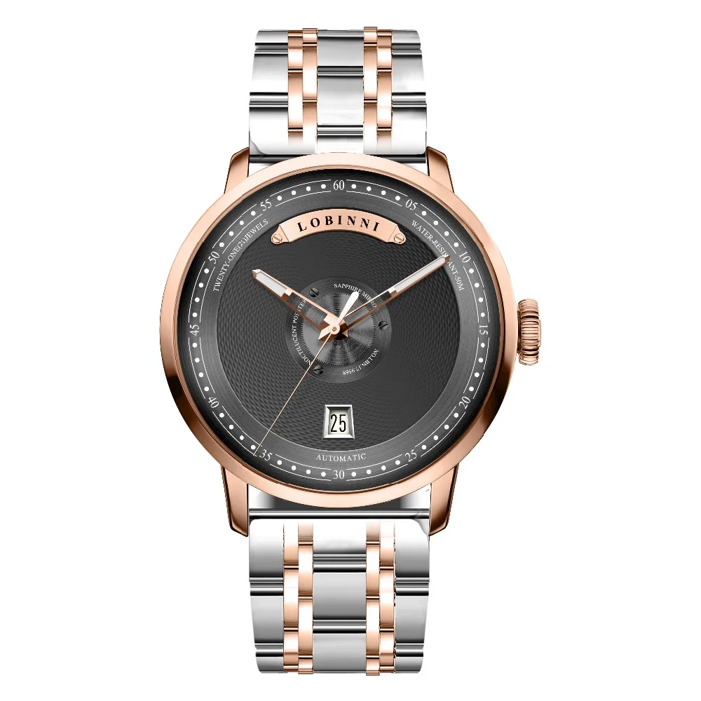 LOBINNI Mens Business 50M Waterproof Steel / Leather Strap Fashion Dial Automatic Self-wind Mechanical Wrist Watch - Rosegold
LOBINNI Mens Business 50M Waterproof Steel / Leather Strap Fashion Dial Automatic Self-wind Mechanical Wrist Watch - Rosegold