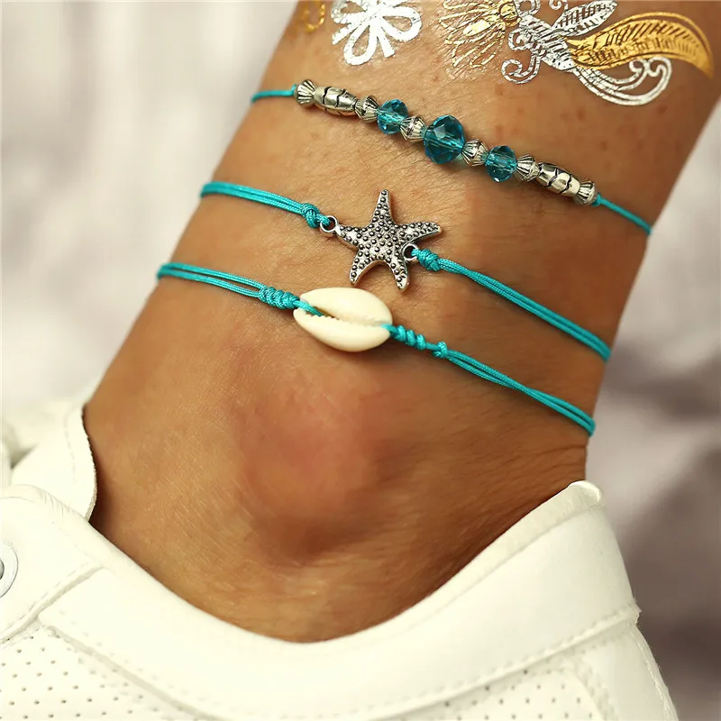 Bohemian Blue Crystal Beads Stone Starfish Anklets For Women Weave Rope Anklet Shell Charm Bracelets On Leg Beach Jewelry 2019
Bohemian Blue Crystal Beads Stone Starfish Anklets For Women Weave Rope Anklet Shell Charm Bracelets On Leg Beach Jewelry 2019