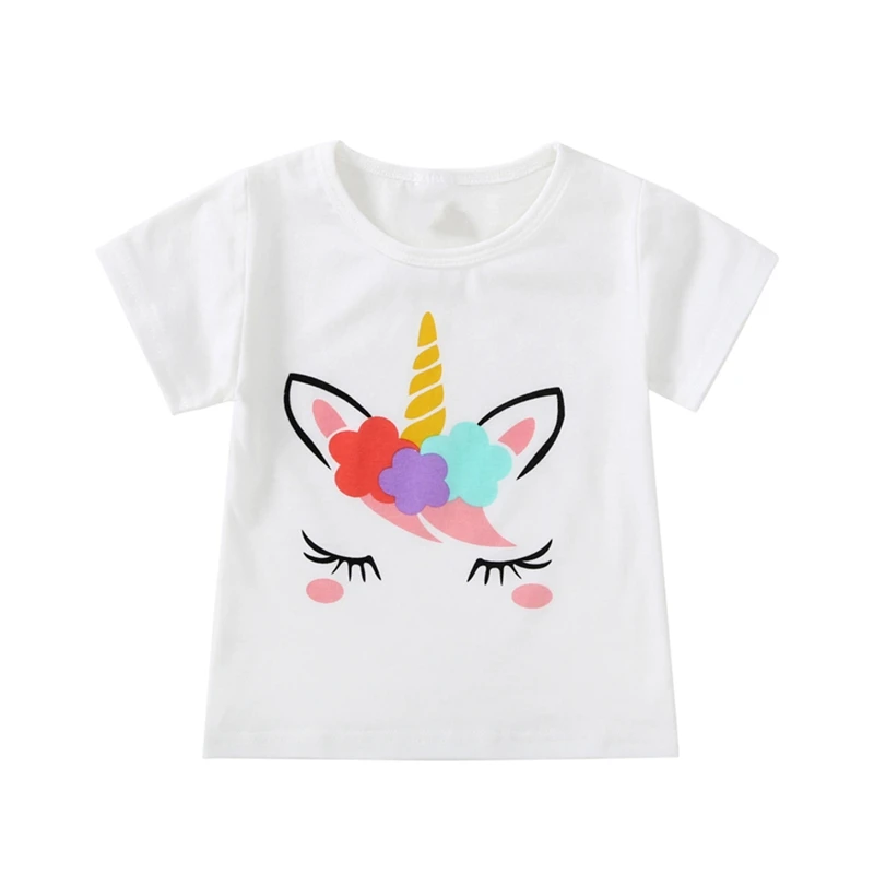 Baby Girls T-shirt Tops Toddler Infant Unicorn Cartoon Summer Short Sleeve Tshirts Cotton Outwear Kids bebe Clothes camiseta
Baby Girls T-shirt Tops Toddler Infant Unicorn Cartoon Summer Short Sleeve Tshirts Cotton Outwear Kids bebe Clothes camiseta