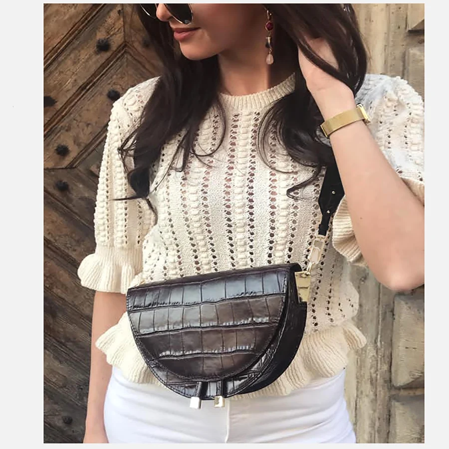 Fashion Women Alligator Semicircle Shoulder Bags Crocodile Pattern Pu Leather Ladies Hand Bags Solid Woman Saddle Messenger Bag
Fashion Women Alligator Semicircle Shoulder Bags Crocodile Pattern Pu Leather Ladies Hand Bags Solid Woman Saddle Messenger Bag