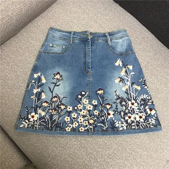 Luxury Designer Brand Skirt for Women High Waist Embroidered Flower A Line Denim Skirt
Luxury Designer Brand Skirt for Women High Waist Embroidered Flower A Line Denim Skirt