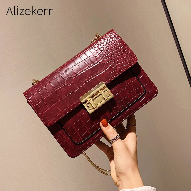 Women Messenger Bags 2019 New Elegant PU Leather Crocodile Pattern shoulder bag Female Square Bag Ladies Chain Crossbody Bags
Women Messenger Bags 2019 New Elegant PU Leather Crocodile Pattern shoulder bag Female Square Bag Ladies Chain Crossbody Bags