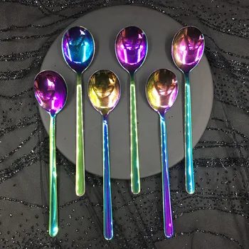 Stainless Steel Scoops Coffee Spoons Ladles Colorful Spoons Mirror Polishing Dinner Spoons Mixing Spoons Tableware Set 6pcs/Set
Stainless Steel Scoops Coffee Spoons Ladles Colorful Spoons Mirror Polishing Dinner Spoons Mixing Spoons Tableware Set 6pcs/Set