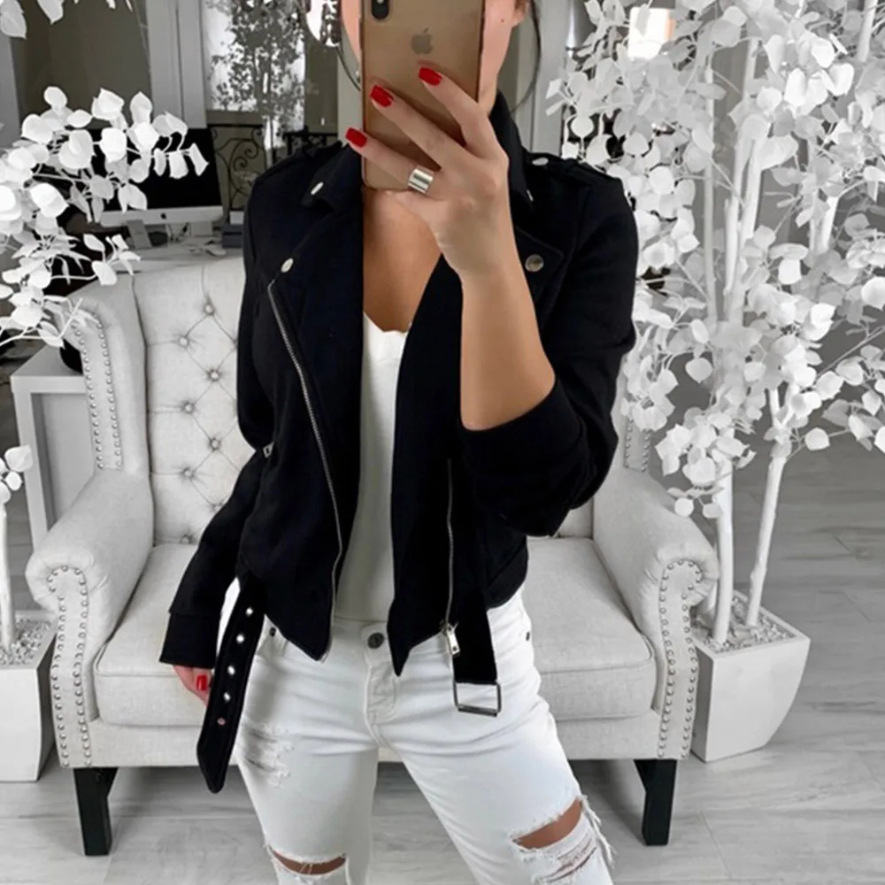 2019 New Arrival Jacket Women Fashion Solid Black Motorcycle Turn-down Collar Biker Jackets Long Sleeve Soft Slim Jacket Female
2019 New Arrival Jacket Women Fashion Solid Black Motorcycle Turn-down Collar Biker Jackets Long Sleeve Soft Slim Jacket Female