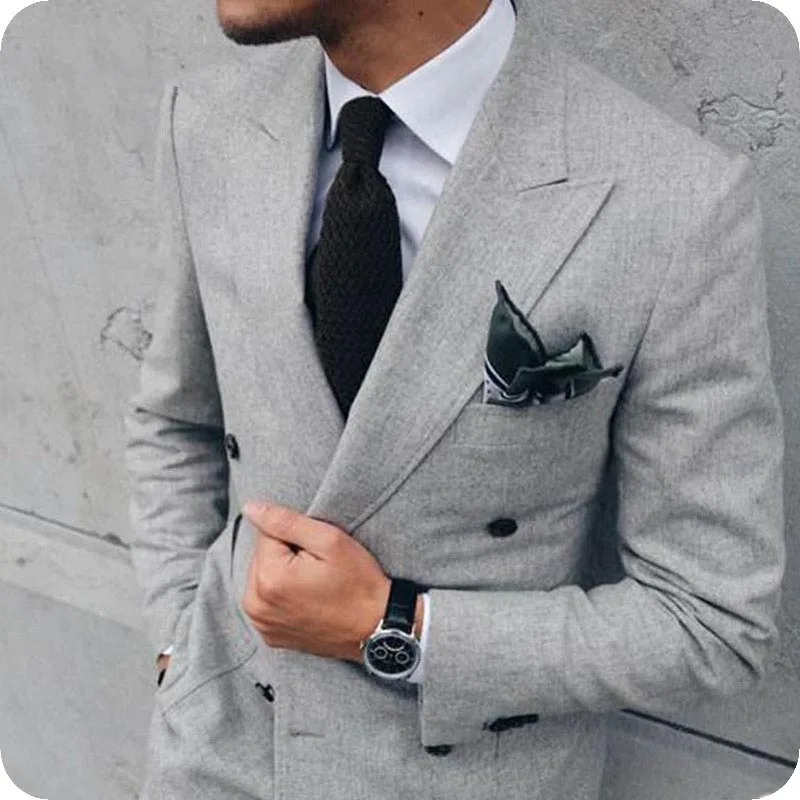 Men Suit for wedding business double breasted peaked lapel (27)