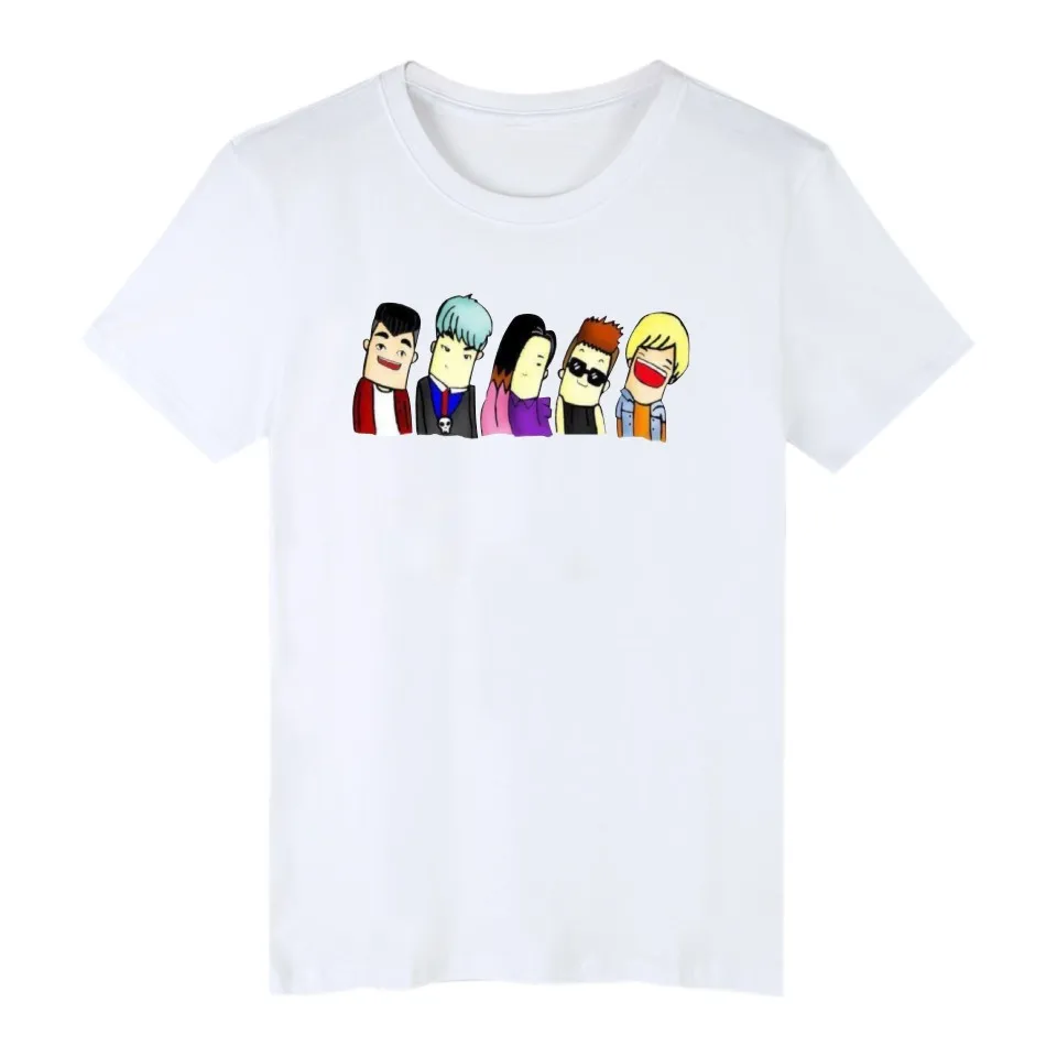 Bigbang Kpop Fashion Cartoon Funny T-shirts Printed Summer Hip Hop Men Women T Shirts Casual Tee Shirt Short Sleeve T-shirt Tops | Мужская