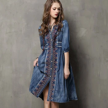 2018 autumn new code ladies denim national wind embroidered drawstring sleeve dress
2018 autumn new code ladies denim national wind embroidered drawstring sleeve dress