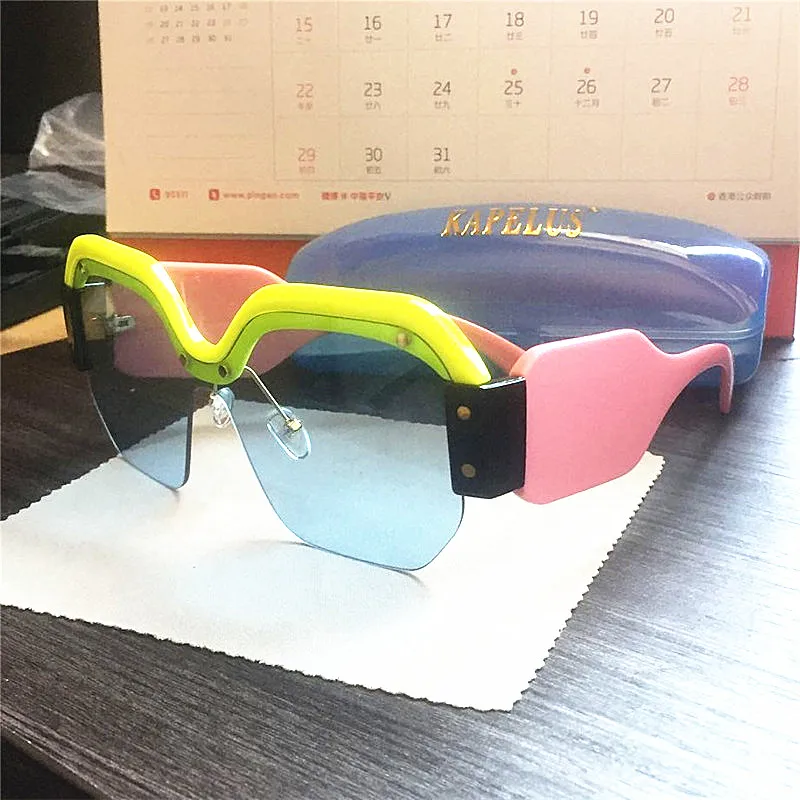 

KAPELUS Colored half frame sunglasses woman retro big face glasses