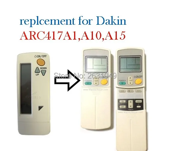 Air Conditioner remote control suitable for DAIKIN ARC417A1 ARC417A10 ARC417A15 ARC423A18, ARC423A2 ARC412A1,ARC412A2 412A3
Air Conditioner remote control suitable for DAIKIN ARC417A1 ARC417A10 ARC417A15 ARC423A18, ARC423A2 ARC412A1,ARC412A2 412A3