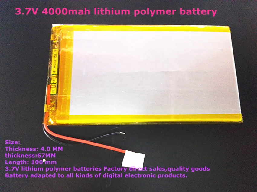best battery brand 1PCS free shipping 3.7V lithium polymer battery 4067100 of the brand Tablet PC Universal Mobile Power with pr
best battery brand 1PCS free shipping 3.7V lithium polymer battery 4067100 of the brand Tablet PC Universal Mobile Power with pr