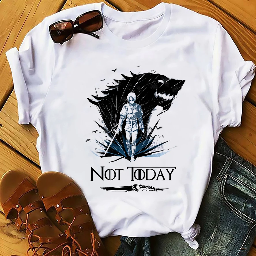 

GOT Arya Stark not today funny tshirt men summer new white casual homme cool Valyria t shirt breathable print