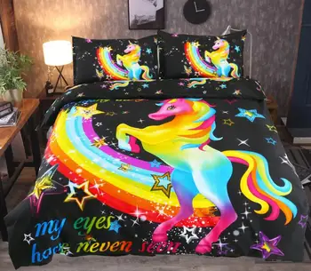 Unicorn Rainbow Polyester Bedding Set Includes Duvet Cover Pillowcases Without Sheet Without Filler Bed Textile
Unicorn Rainbow Polyester Bedding Set Includes Duvet Cover Pillowcases Without Sheet Without Filler Bed Textile